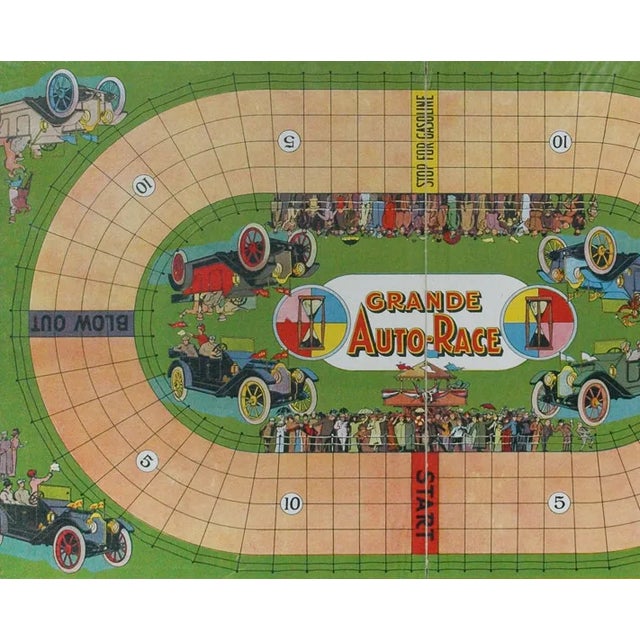 Classic 'Grande Auto Race' early 1900s gameboard with colourful vintage graphics! Image Sz: 14 3/4"H x 23 1/2"W