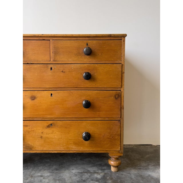Antique English Pine Rustic Chest of Drawers With Black Knobs For Sale In Portland, OR - Image 6 of 11