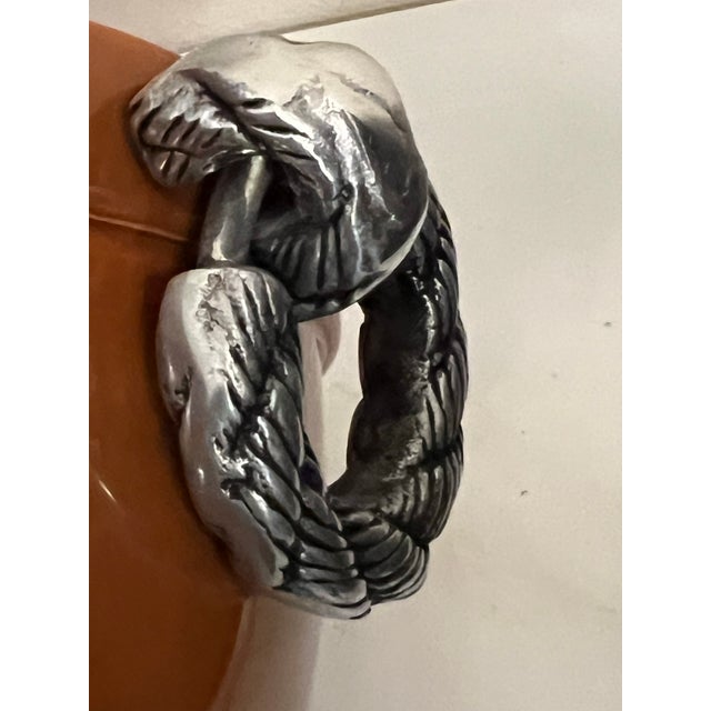 Metal Late 20th Century Decorative Salad Serving Bowl Set With Fork and Spoon Utensils- 3 Pieces For Sale - Image 7 of 11