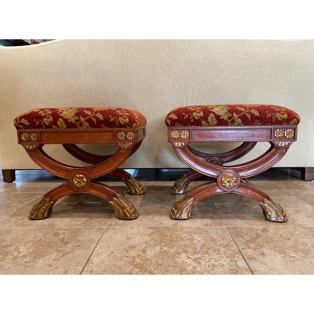 Wood Pair of Lion Paw Benches For Sale - Image 7 of 13