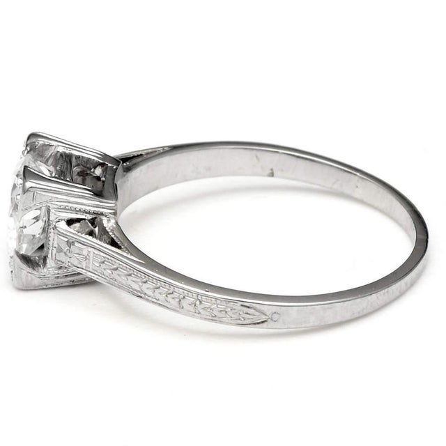 Art Deco 18KW Art Deco Diamond (.83) Engagement Ring For Sale - Image 3 of 5
