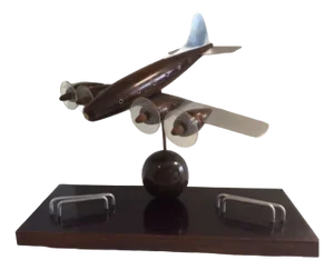 Art Deco Rosewood Wooden Desk Airplane Model, 1940s