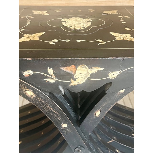 19th-Century Antique Italian Renaissance Revival Inlaid Bone Savonarola Chair For Sale - Image 15 of 18