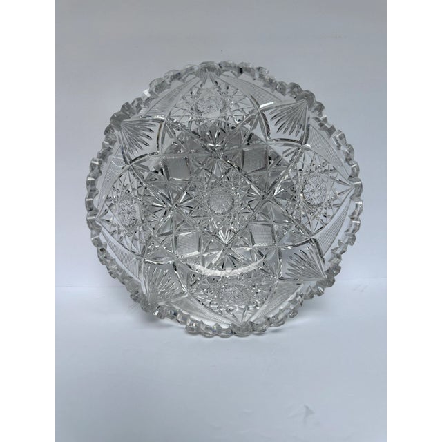 Antique Bergen Crystal Hand Cut Bowl American Brilliant Period Early 20th Century For Sale - Image 4 of 12