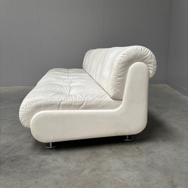 Space Age White Leather Three Seat Lounge Sofa, 1970s For Sale - Image 12 of 18