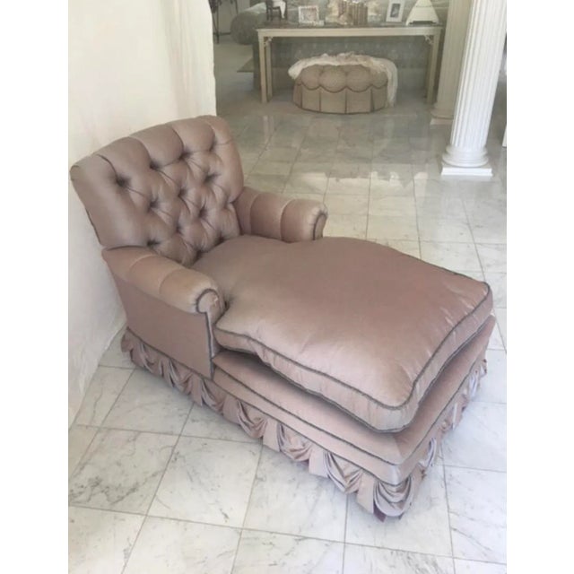 1940s Vintage Hollywood Regency Lavender Shagreen Silk Chaise For Sale - Image 12 of 13