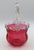 Late 19th Century Circa 1880 English Cranberry Glass Bride's Basket With Clear Handle For Sale - Image 5 of 8