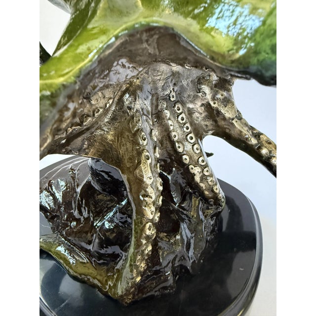 Hunting Octopi - Green Patina Bronze on Marble Base For Sale - Image 9 of 10