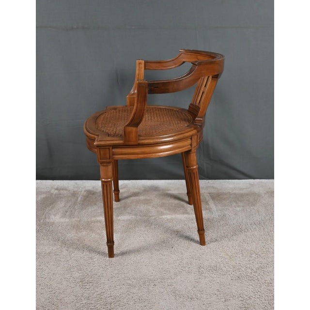 Small Late 19th Century Louis XVI Style Walnut Office Chair For Sale - Image 9 of 18