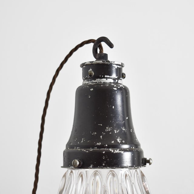 Vintage Reclaimed Glass Pendant Lamp from Holophane, 1950s For Sale - Image 3 of 7