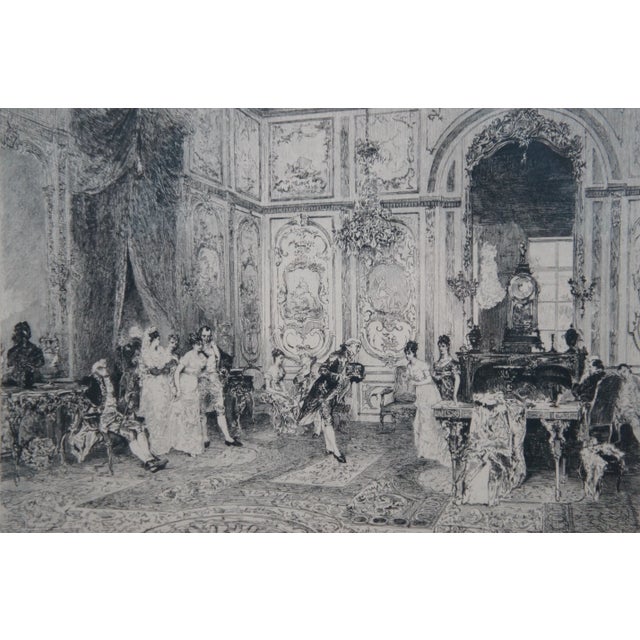 Gold Antique French Les Cadeaux De Noce Baroque Wedding Palace Etching 25" For Sale - Image 8 of 12