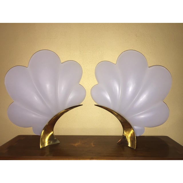 Terrific pair of circa 1970's-1980's accent table lamps by Canadian Rougier! The lamps feature a large frosted acrylic...