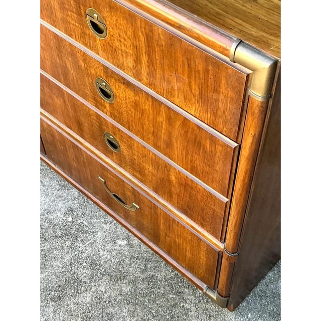 Vintage Drexel Wood and Metal Campaign Dresser For Sale In West Palm - Image 6 of 12