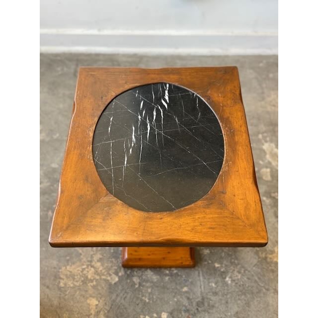 Stone 1950's Raymond Enkeboll Marble and Wood Drink Table For Sale - Image 7 of 9