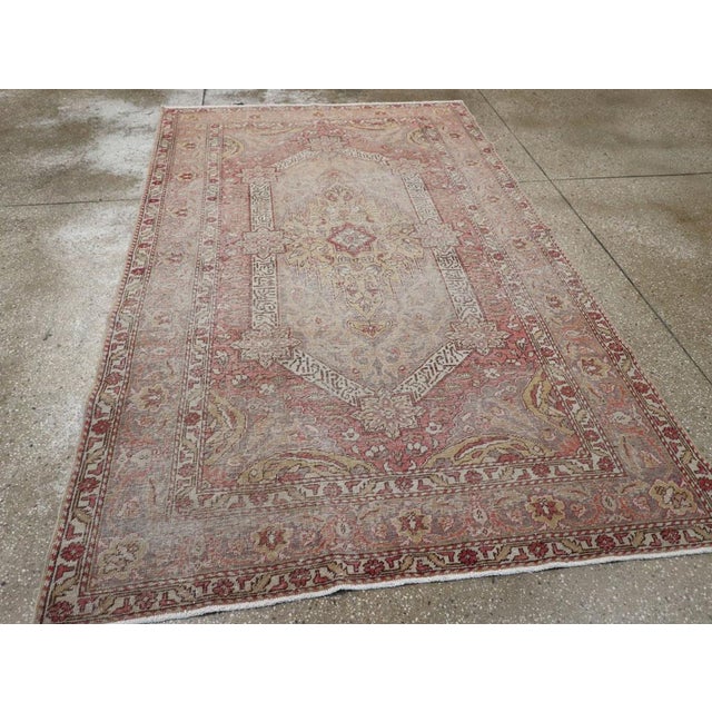 Charcoal Mid-20th Century Turkish Sivas Distressed Rug For Sale - Image 8 of 10