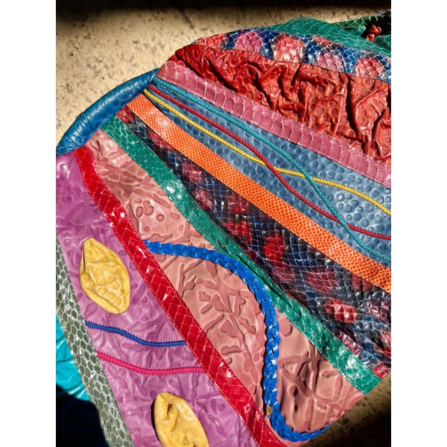 Abstract 1980s Carlo Fiori Snakeskin and Leather Memphis-Style Bag For Sale - Image 3 of 5