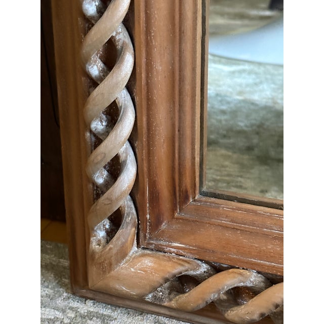 Large Italian Mid Century Braided Twist Wood Mirror For Sale - Image 4 of 6