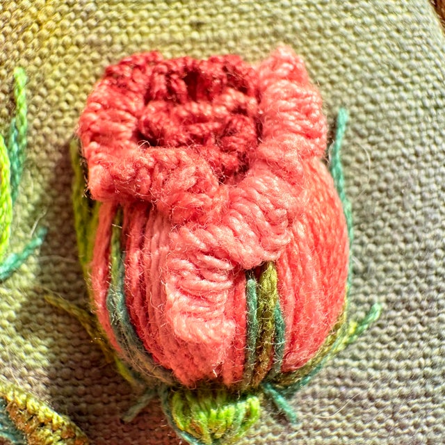 3d Rose Stumpwork Embroidery Art, Framed Botanical Sculpture, Handmade Floral Wall Decor For Sale - Image 13 of 15