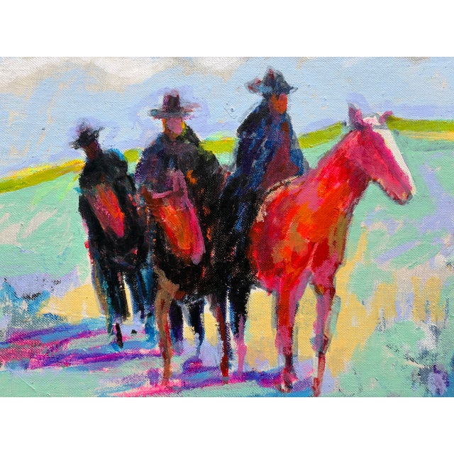Three Cowboys Riding Impressionist Painting by Joseph Christy For Sale - Image 4 of 5