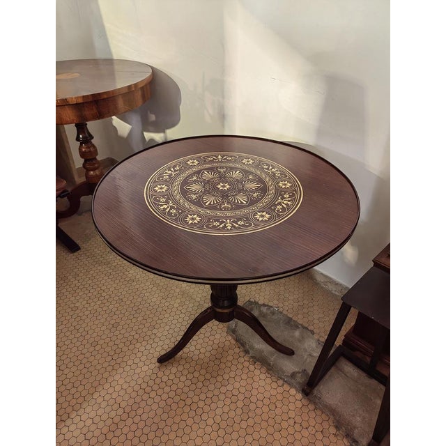 Round Table in Rosewood with Ivory Inlays, 1940-1950s For Sale - Image 13 of 13