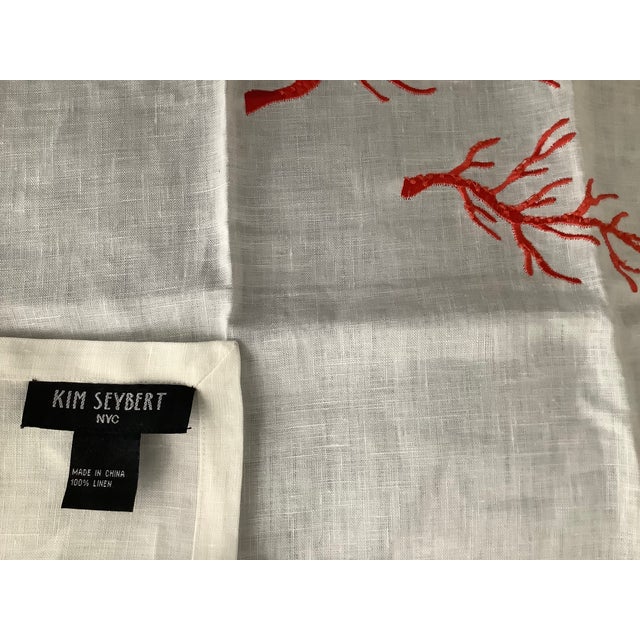 Kim Seybert Sea Coral Embroidered 100% Linen Guest Towels For Sale - Image 4 of 6