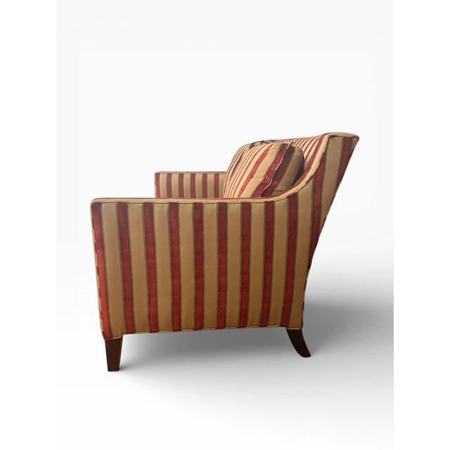 Century Furniture Classic Tailored Loveseat in Custom Striped Upholstery, Made in Usa For Sale In Boston - Image 6 of 15