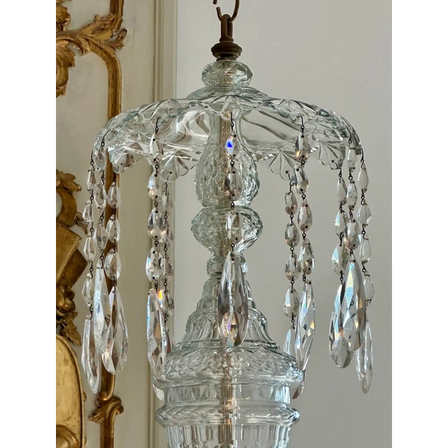 Glass Pair of 19th Century Irish Georgian Crystal Chandeliers For Sale - Image 7 of 8
