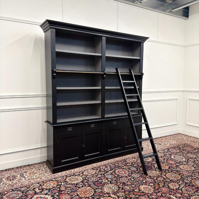 Large English Black Bookcase For Sale - Image 4 of 17