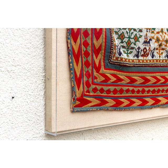 Indian Fine Tree of Life Gujarat Framed Textile For Sale - Image 3 of 7