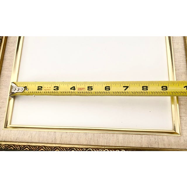 Gold Vintage Classic Gold Gilt Style Wood Ornate Baroque/Rococo Style Frame Featuring a Built-in Linen Liner With Fillet Excellent Condition For Sale - Image 8 of 18