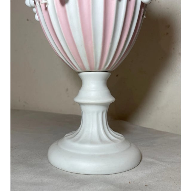 Antique English Handmade Bennington Pink Parian Porcelain Grape Vine Ewer Vase For Sale - Image 13 of 14