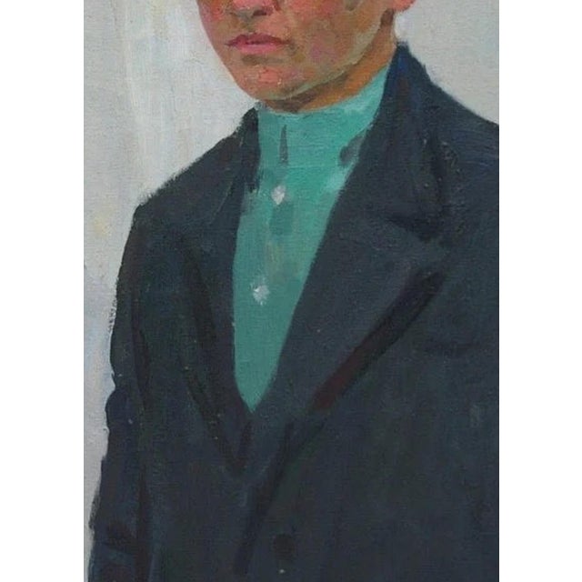Ukrainian Portrait Painting: Young Man, Soviet Art, 1977 70-50 For Sale - Image 4 of 6