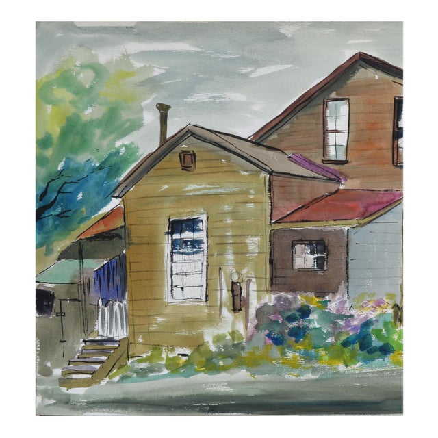 A vintage home and garden in bloom is beautifully captured in this watercolor by Monterey Bay Artist artist Diane Baldwin...