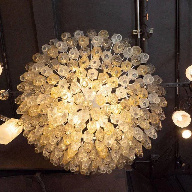 Modernist Polyhedral Chandelier in Topaz, Citrine & Clear Handblown Murano Glass For Sale In New York - Image 6 of 9