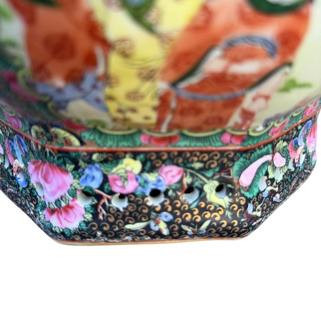 Chinese Rose Famille Vintage Cache Pot Jardinière Planter Octagonal For Sale - Image 4 of 16