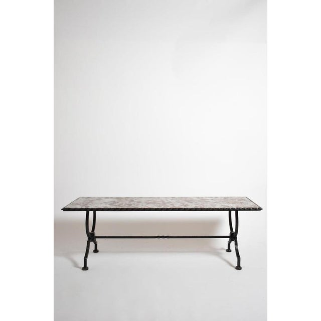 Wrought Iron and Marble Coffee Table, 1940s For Sale - Image 3 of 6