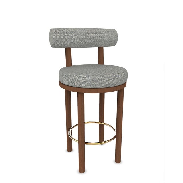 Contemporary Collector Modern Moca Bar Chair in Safire 12 Fabric and Smoked Oak by Studio Rig For Sale - Image 3 of 7