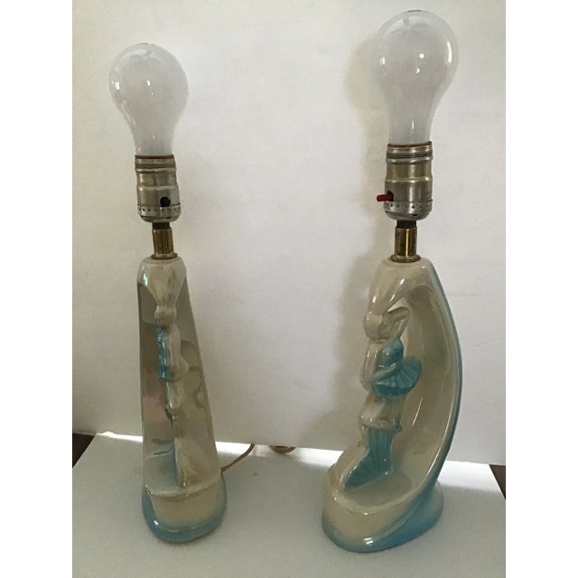 Mid 20th Century Ballerina Ceramic Boudoir Lamp - a Pair For Sale - Image 9 of 12