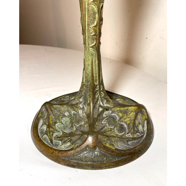Antique 1800's Ornate Art Nouveau Patinated Bronze Leleu Paris Salon Oil Lamp For Sale - Image 4 of 12