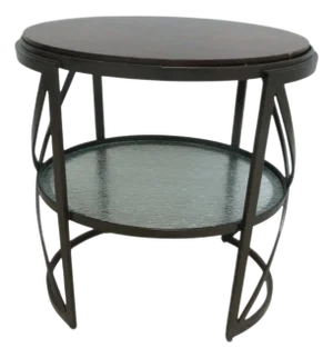 1990s Attributed to Stanley Furniture Modern Cherry Iron Land End Table Shelf Display