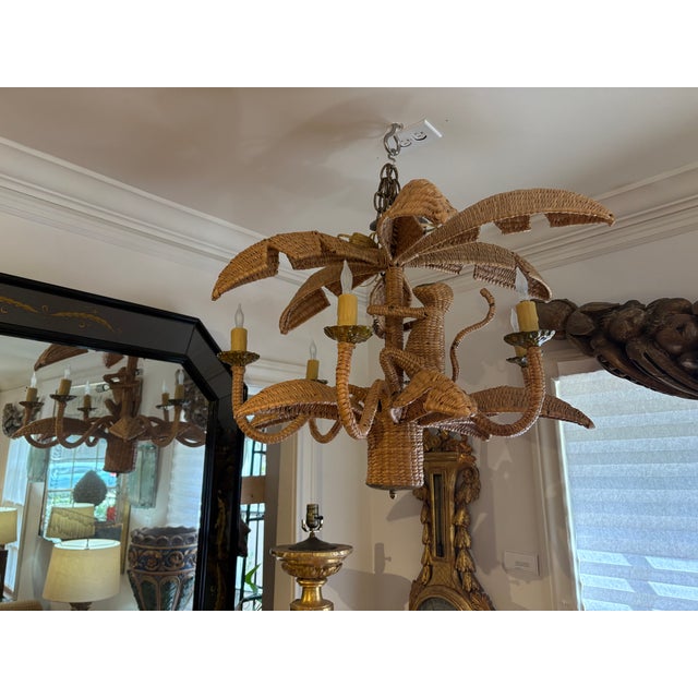 1960s Mario Torres Palm Tree Chandelier With Monkey For Sale - Image 10 of 14