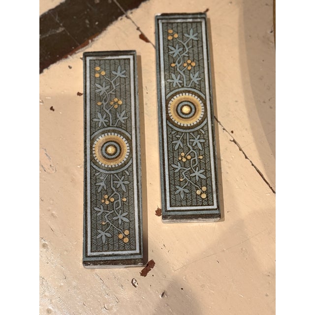 Late 19th Century Antique Victorian Decorative Tiles c.1880 Floral Geometric Design Architectural Salvage Lot For Sale - Image 5 of 9
