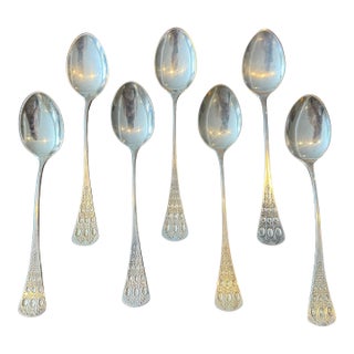 Mid 20th Century Romance by Bjorn Rosenthal Sterling Silver 925 Teaspoons - Set of 7 For Sale
