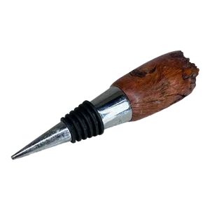 1980s Chrome Burlwood Raw Edge Wine Bottle Stopper