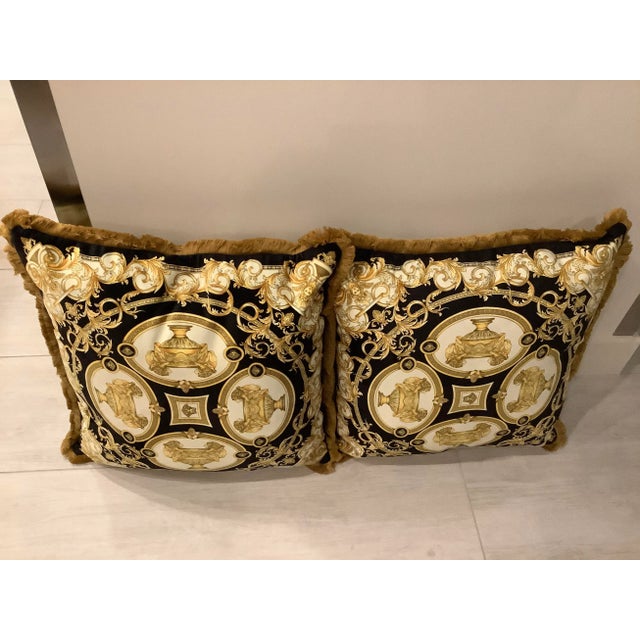 Lion and Urn Versace XL Pillows - a Pair For Sale - Image 13 of 13