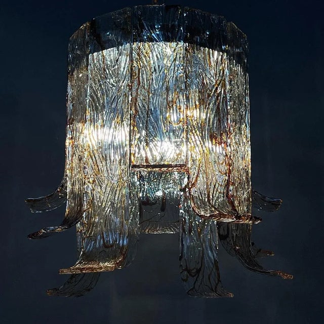 1970s Large Vintage Murano Glass Chandelier from AV Mazzega, Italy, 1970s For Sale - Image 5 of 13