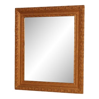 Antique Louis XVI Gilt Wooden Ornate Gesso Wall Mirror For Sale