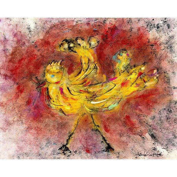 Farmhouse Cottage Chic Yellow Bird 2 Rooster Chicken Print Chairish