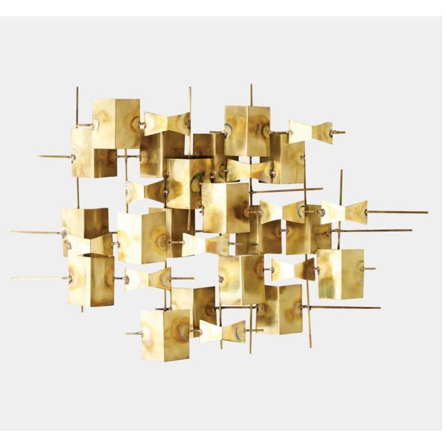 Mid-Century Modern Folded Brass Wall Sculptures by Dwell Studio for Global Views – Solid Brass (2 Available) For Sale - Image 3 of 7
