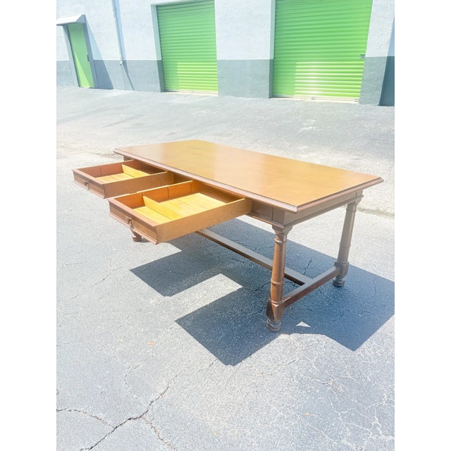 Doten Dunton 6 Ft. 1920s Executive 2 Drawer Desk Labelled For Sale In Miami - Image 6 of 6